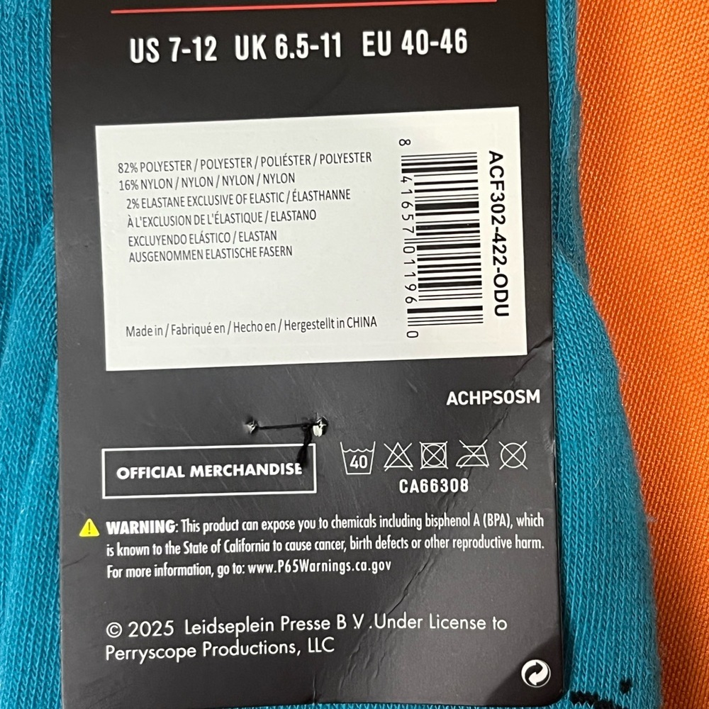 6/$25 AC/DC Men's Blue Socks - Picture 3 of 6